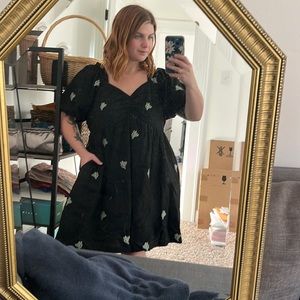 Puff Sleeve Black Cactus Dress